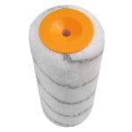 Close-up end view of Tolsen paint roller showing the orange core and high-density polyamide fiber texture.