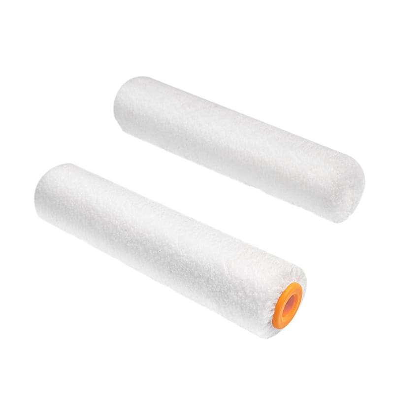 Pair of Tolsen 100mm short-pile microfiber mini rollers designed for semi-gloss or gloss coatings.