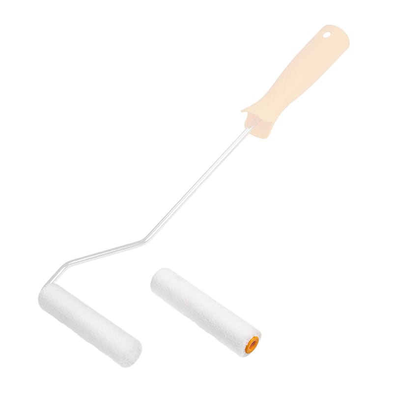 Tolsen 4-inch short-pile microfiber roller with 5mm nap on a long handle for precise finishing work.