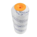 Top-down view of Tolsen blue stripe roller cover showing the high-density 20mm fiber height for painting rough surfaces.