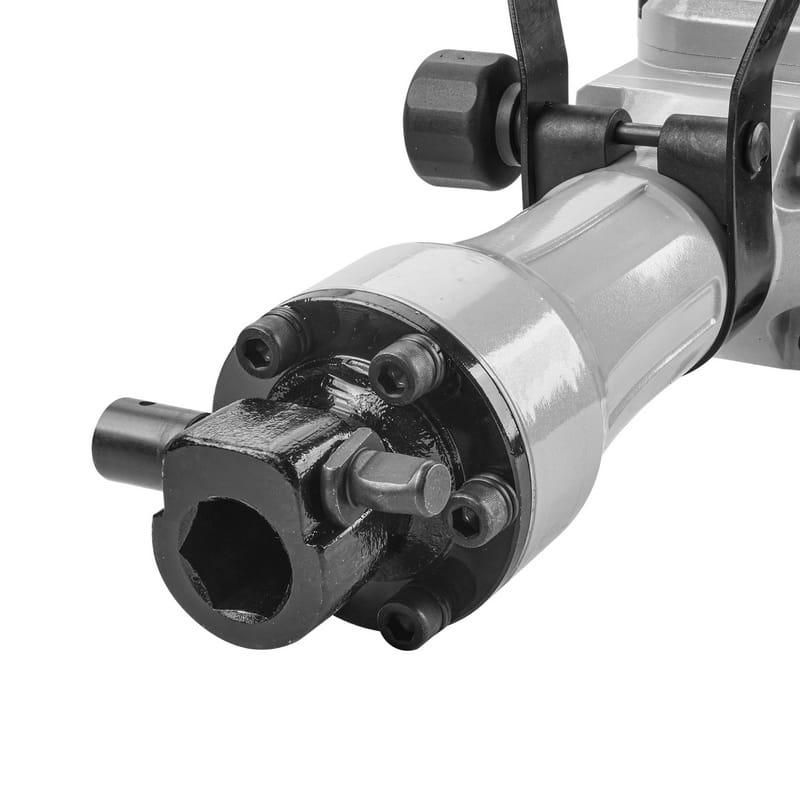 Close-up of TOLSEN 1600w heavy-duty demolition hammer showing Hydraulic rebar connected head