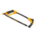 Angled view of the TOLSEN 12-inch square tube hacksaw frame, demonstrating the robust design and secure blade mounting mechanism.