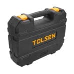 Durable black plastic blow-molded carrying case with yellow TOLSEN logo and latches.
