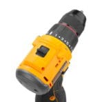 Top view of TOLSEN cordless drill highlighting the 2-speed gearbox switch