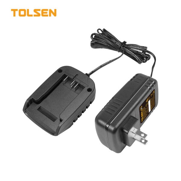 TOLSEN 20V 2.0A Battery Charger with wall adapter and charging dock.
