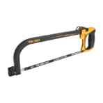 Full profile view of the TOLSEN 4-in-1 Hand Saw assembled as a standard metal-cutting hacksaw, showing the tensioned blade.
