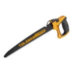 TOLSEN hand saw frame assembled with the curved SK5 pruning saw blade, ideal for garden and branch cutting.