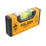 Close-up of the 4-inch magnetic torpedo level with UV protection included in the TOLSEN 47-piece household tool set.