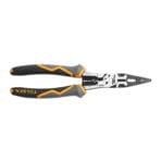 Full flat profile view of the TOLSEN MAX Series 9-inch Multi-Function Long Nose Pliers, featuring the premium two-tone ergonomic grips and long reach design.
