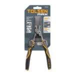 TOLSEN MAX Series 9-inch Multi-Function Long Nose Pliers in retail packaging, highlighting the 10-in-1 versatile features and high-leverage design.