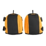 Front view of a pair of TOLSEN protective knee pads, showing the durable black front panel and yellow fabric edges.