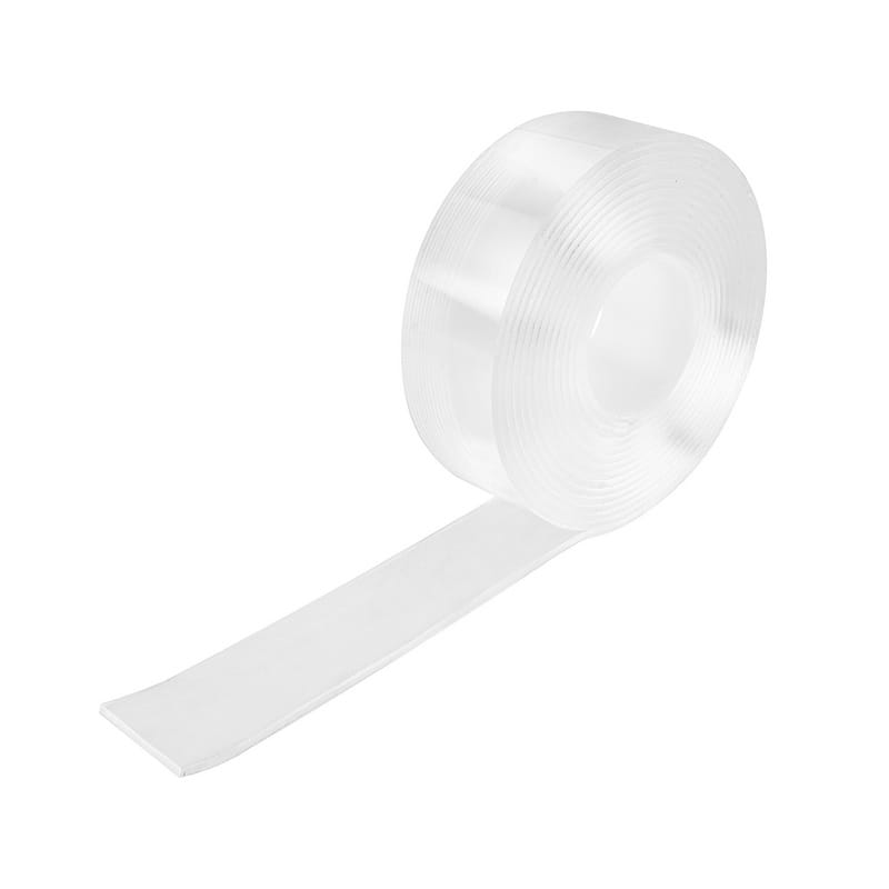 Angled profile of the wider and thicker 3-meter TOLSEN double sided nano tape, unrolled to show its strong adhesive gel.