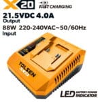Tolsen X20 4-Amp 88W fast battery charger with LED power indicator 220-240V