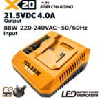 Tolsen X20 4-Amp 88W fast battery charger with UK BS standard 3-pin plug 220-240V