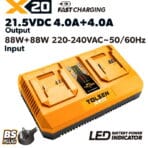 Tolsen X20 dual port rapid battery charger 4.0A+4.0A with UK BS standard 3-pin plug 220-240V