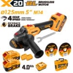 20V X20 Brushless Cordless 125mm Angle Grinder (2×4.0Ah)