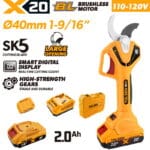 TOLSEN 20V X20 Cordless Brushless 1-9/16" Pruning Shears 110-120V Kit with 2.0Ah Battery and Case