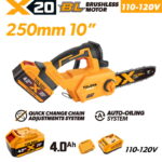 TOLSEN 20V X20 Cordless Brushless 10" Chain Saw 110-120V Kit with 4.0Ah Battery and Charger