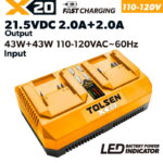 X20 Dual Port Rapid Battery Charger (2A+2A, 110-120V)