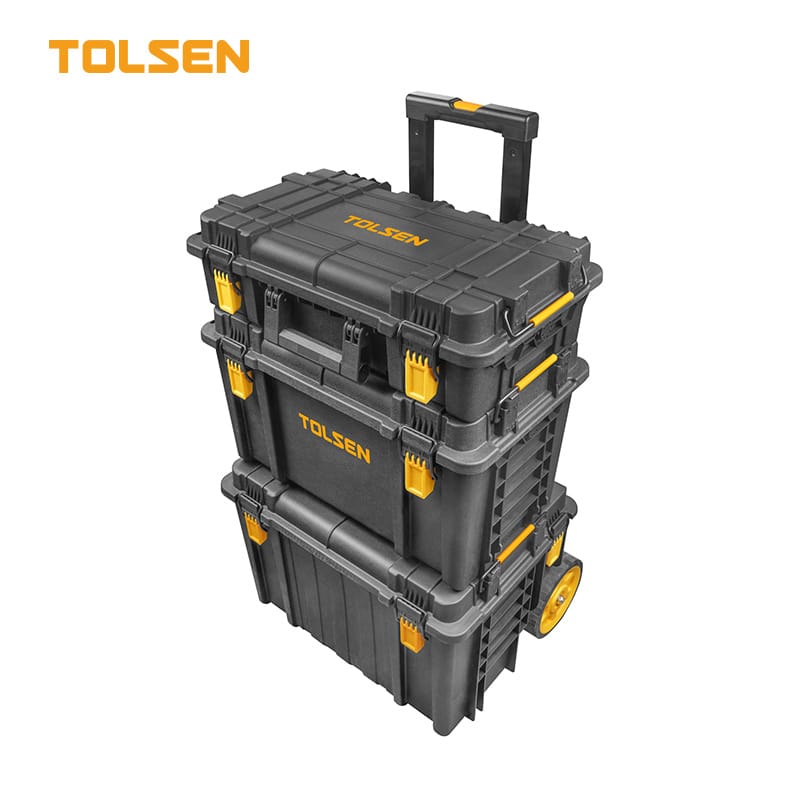 TOLSEN 3-in-1 Modular Rolling Tool Box System, Heavy Duty Stackable Mobile Tool Storage Cart with Wheels and Telescopic Handle