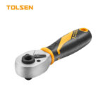 TOLSEN 2-in-1 Stubby Ratchet Handle with 1/4" Square Drive and 1/4" Hex Bit Holder, Compact Reversible Ratchet for Tight Spaces