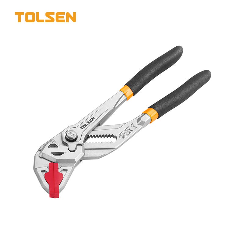 TOLSEN Heavy Duty Cr-V Pliers Wrench with Quick-Adjust Push Button and Removable Soft Jaw Covers for Non-Marring Plumbing