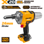 Tolsen X20 20V brushless cordless rivet gun 26mm stroke tool only with automatic manual mode