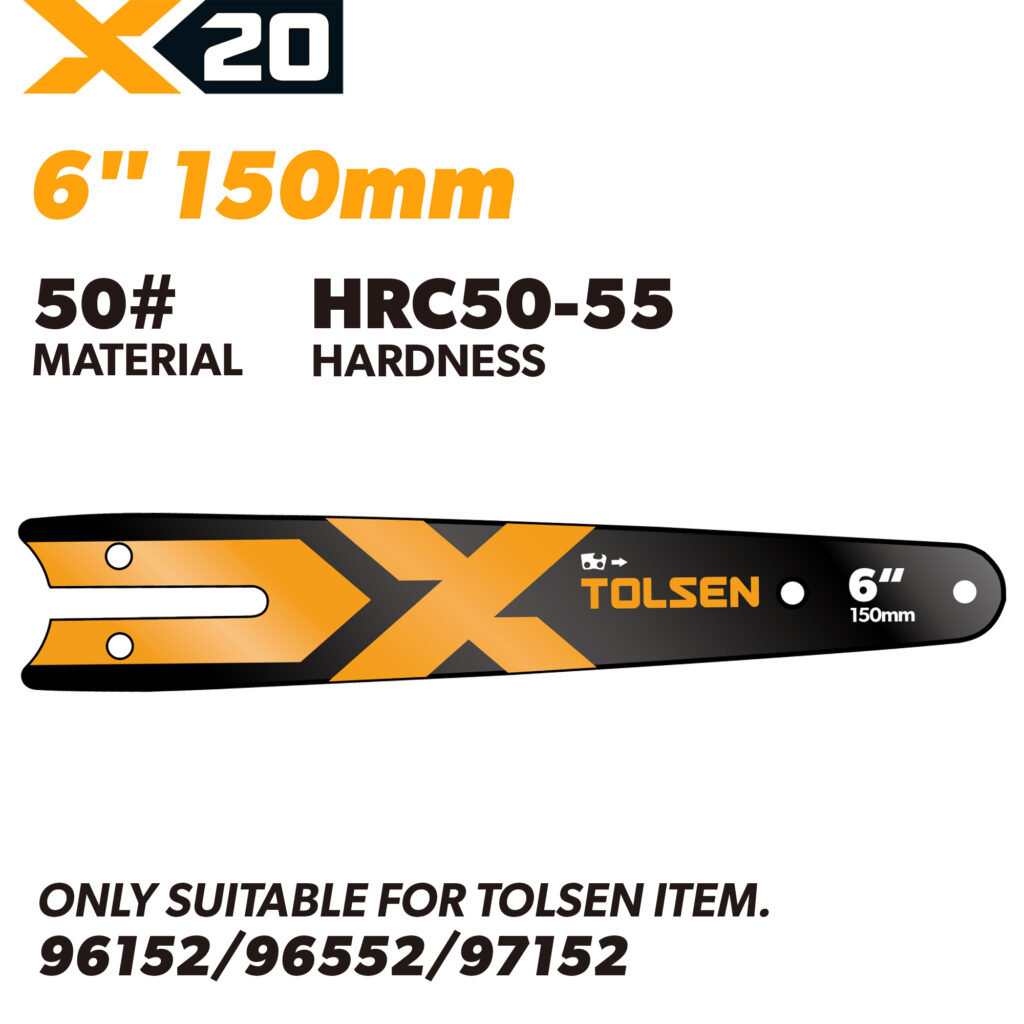 TOLSEN X20 6 inch 150mm chainsaw guide bar for mini chainsaw models 96152 96552 97152